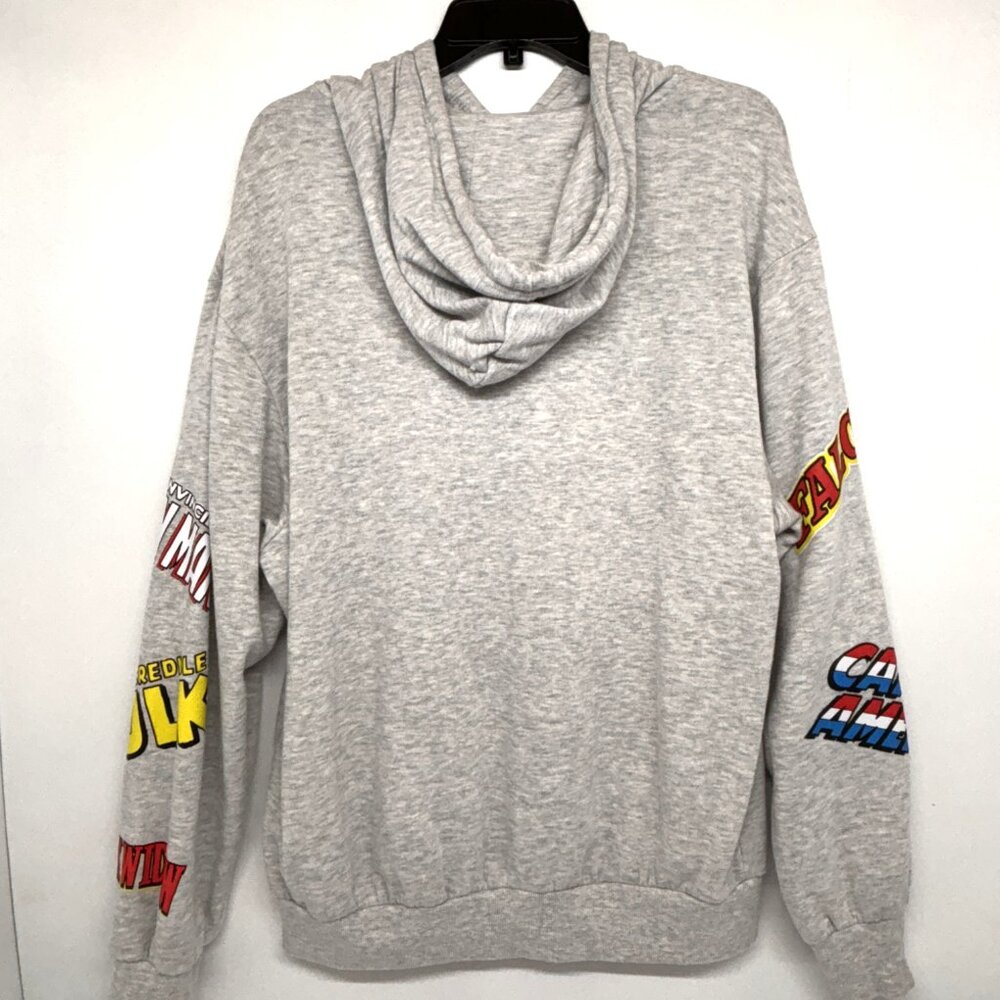 Marvel Comics Gray Hooded Sweatshirt with Graphics on Arms Men's Size Large - Picture 2 of 8